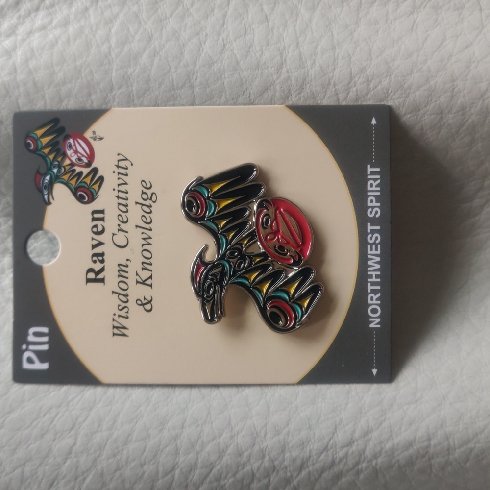 'Raven Brings the Light' Pin Indigenous Design by Philip Joe, Salish